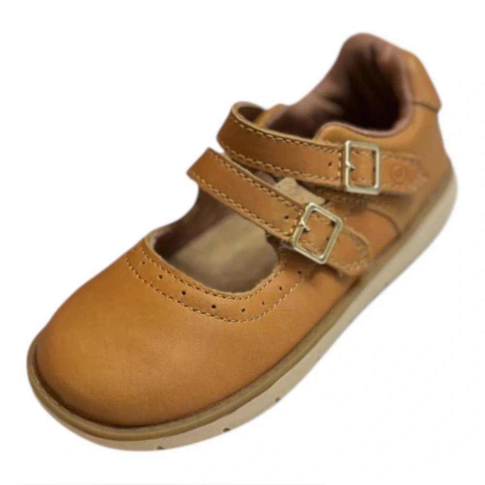 Stride Rite Cordaline Tan Leather Mary Janes Size 9.5 Kids Shoes